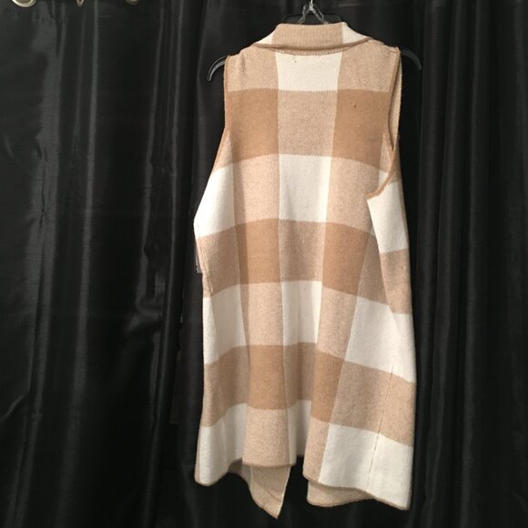 NWT Steve Madden checkered sleeveless long cardigan with pockets XL - Picture 7 of 10